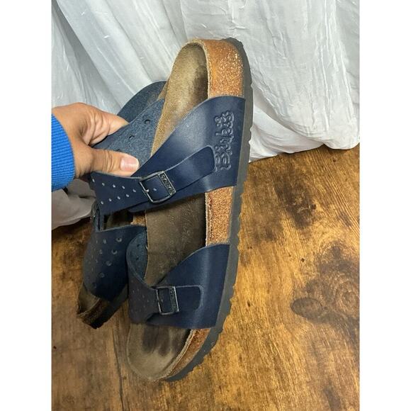 Birkenstock Birki’s Navy Blue Perforated Freeport Birko-Flor Sandal SZ 9 90's - Picture 4 of 9